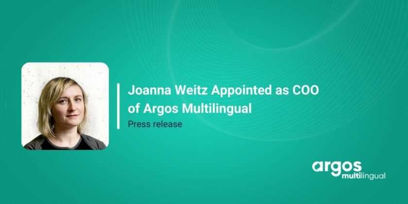 Argos Multilingual Announces Promotion of Joanna Weitz to Chief Operating Officer Joanna Weitz