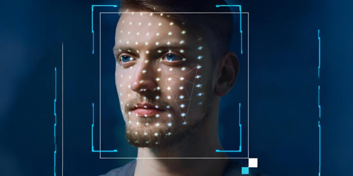 Facial recognition scan on a human face