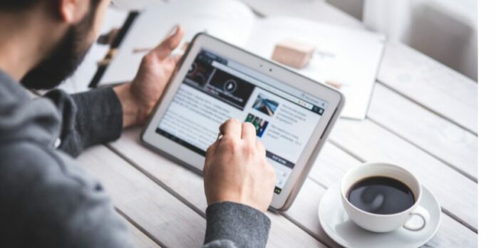 Man using an iPad