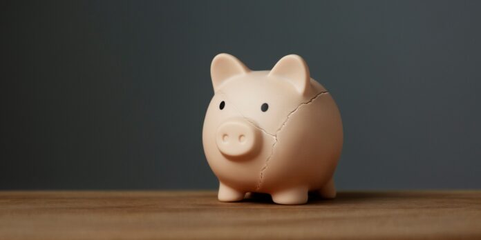 Cracked piggy bank