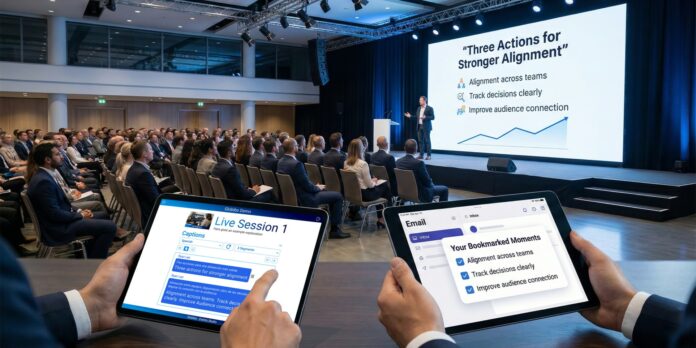 Events.Studio Caption Bookmarking Caption bookmarking used during a conference
