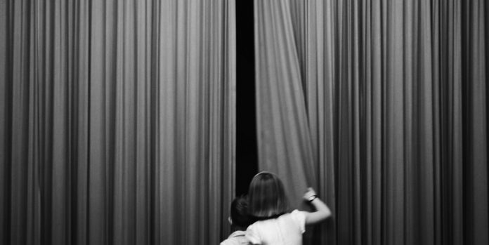 Children Peeking Behind Curtains Children Peeking Behind Curtains