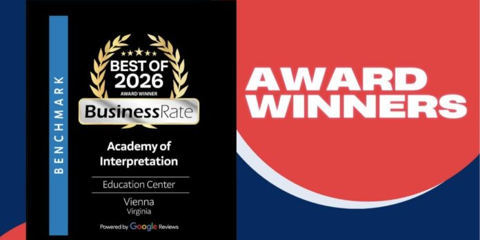 Academy of Interpretation Best Education Center 2026 award certificate