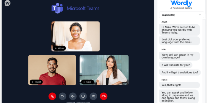 Wordly Workspaces live translations implemented across Microsoft Teams platfroms