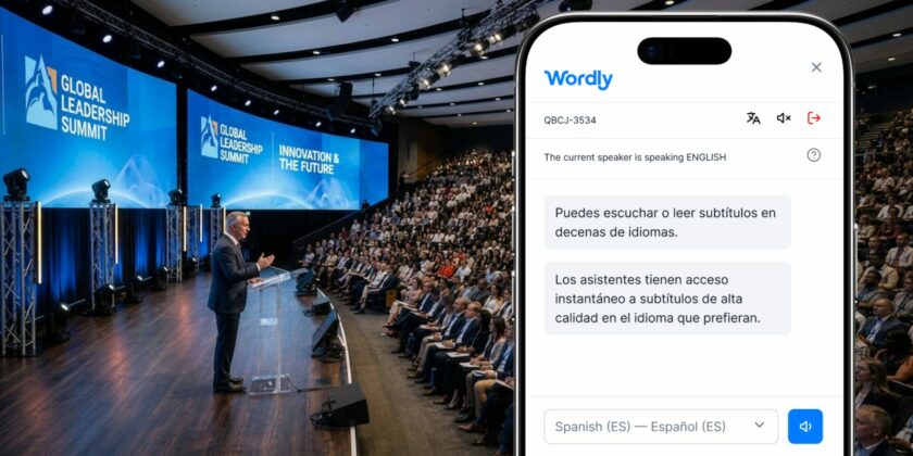 Wordly's technology of AI Translation and captions being used at the Global Leadership Summit